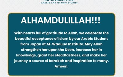 In December 2025, Dr. _ joined us to learn the Arabic language. She has continued learning and asking questions. By the mercy of Allah, she decided to accept Islam today